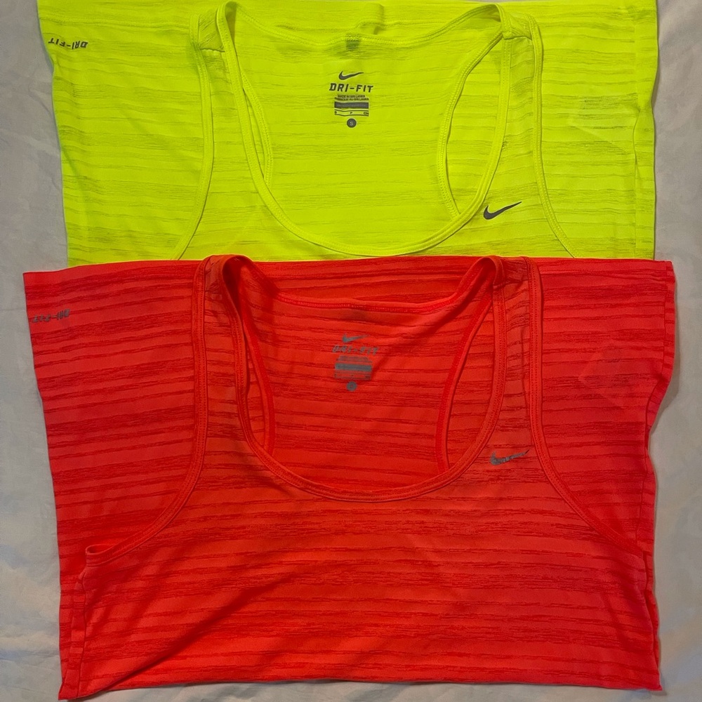 Nike Women's Dri-FIT Tank Tops - Bright Yellow and Red